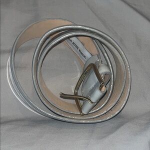 J.Crew Women’s Light Gray Genuine Patent Leather Belt 1.5” Wide Size Small